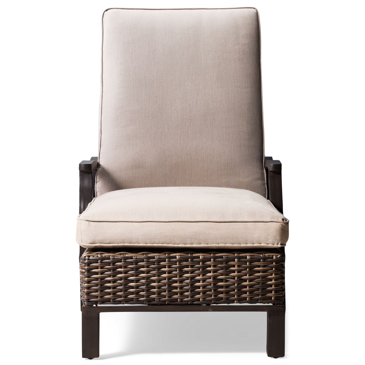 Agio International Trenton Chaise Lounge - Durable Powder-Coated Aluminum Frame - Elegant Woven Resin Wicker - Curved Arms - Large Back Casters - Removable Cushions
