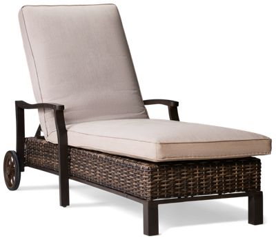 Trenton Chaise Lounge - Durable Powder-Coated Aluminum Frame - Elegant Woven Resin Wicker - Curved Arms - Large Back Casters - Removable Cushions