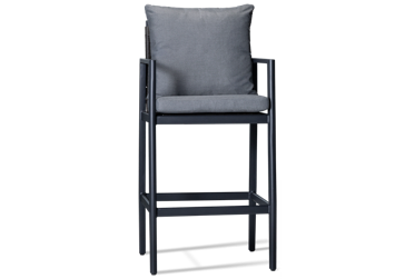 Cayman Bar Stool - Sleek Modern Silhouette - Durable Aluminum Frame - Water & UV Resistant - Woven Rattan Back