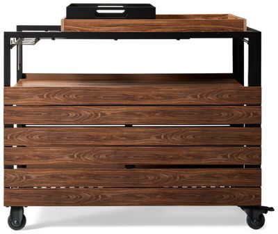 Transformer Bar Cart - Removable Serving Tray - Bottle Storage - Stemware Rack - Table Panel Storage - Locking Casters - Outdoor Durability