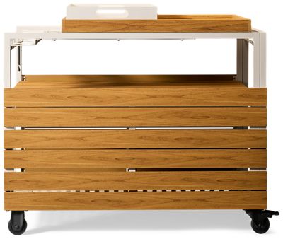 Transformer Bar Cart - Removable Serving Tray - Bottle Storage - Stemware Rack - Table Panel Storage - Locking Casters - Outdoor Durability