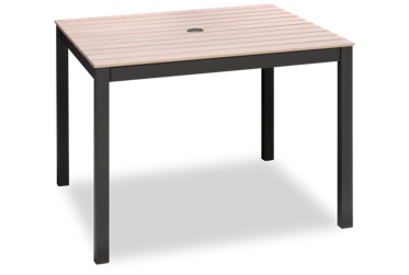 Sydney 41" Square Dining Table - Weather-Resistant Slatted Top - Sturdy Aluminum Legs - Center Umbrella Opening