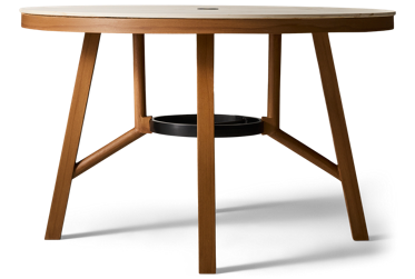 Cove 47" Round Table - Elegant Sintered Stone Top - Scratch & Stain Resistant - Center Umbrella Hole - Aluminum Legs