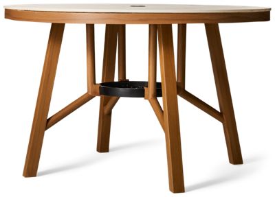 Cove 47" Round Table - Elegant Sintered Stone Top - Scratch & Stain Resistant - Center Umbrella Hole - Aluminum Legs