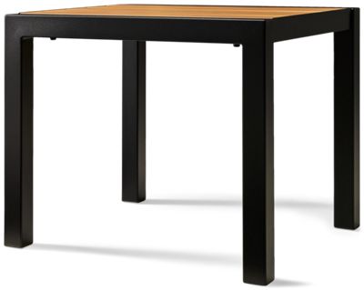 Panama End Table - Slatted Aluminum Top - Sturdy Black Square Legs - Durable Construction