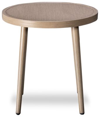 Swiss Valley End Table - Sturdy Aluminum Construction - Elegant Round Wood-Look Top - Tall Tapered Legs - Weather-Resistant