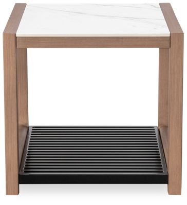 Cove End Table - Resysta Frame - Sintered Stone Top - Open Bottom Shelf - Contemporary Design - Durable Outdoor Furniture