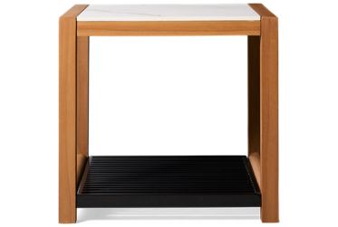 Cove End Table - Resysta Frame - Sintered Stone Top - Open Bottom Shelf - Contemporary Design - Durable Outdoor Furniture
