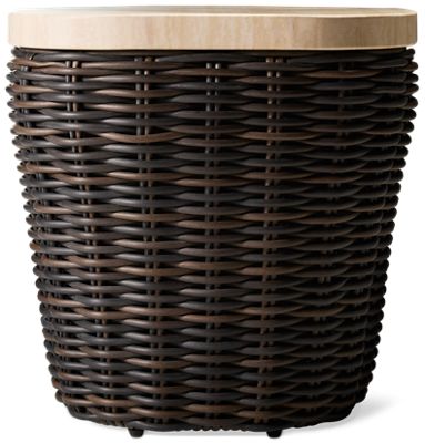 Kimora End Table - Durable Synthetic Wicker - Sturdy Aluminum Frame - Elegant Faux Marble Top - Rounded Corners