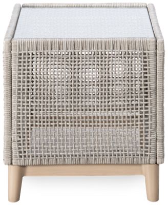 Seton Creek End Table - Durable All-Weather Resin Wicker - Sturdy Aluminum Frame - Contemporary Tapered Legs - Square Glass Top