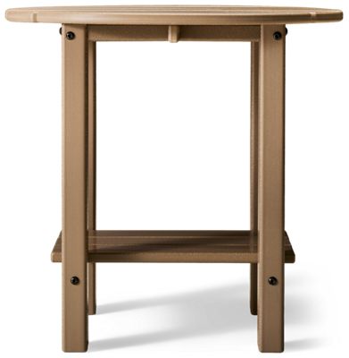 Grover Beach End Table - Chic Contemporary Design - Slatted Oval Top - Open Bottom Shelf - Natural Wood-Look - Durable High-Density Polyethylene