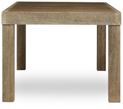 Silo Point Square End Table - Rich Brown Finish - Textured Grain - Sturdy Slatted Top - Thick Square Legs - Durable Eucalyptus Wood