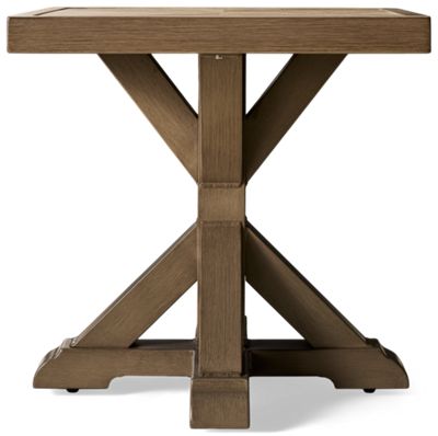 Laguna Heights Square End Table - Durable Porcelain Top - Decorative Planked Design - Aluminum Base