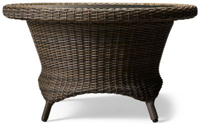 Bainbridge Rotating Chat Table - Sleek Tempered Glass Top - Weather-Resistant Resin Wicker - Sturdy Powder-Coated Aluminum Legs