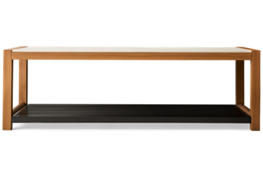 Cove Coffee Table - Resysta Frame - Durable Low-Maintenance Materials - Sintered Stone Top - Open Bottom Shelf - Hand-Painted Black Finish