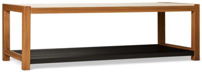 Cove Coffee Table - Resysta Frame - Durable Low-Maintenance Materials - Sintered Stone Top - Open Bottom Shelf - Hand-Painted Black Finish