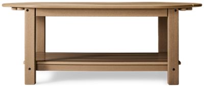 Grover Beach Coffee Table - Chic Contemporary Design - Slatted Oval Top - Open Bottom Shelf - Natural Wood-Look - Durable High-Density Polyethylene