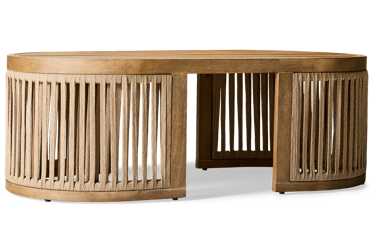 Serena Shores Coffee Table - Premium Eucalyptus Wood - Chic Oblong Shape - Slatted Top - Weather Resistant