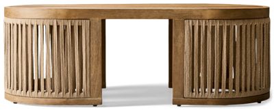 Serena Shores Coffee Table - Premium Eucalyptus Wood - Chic Oblong Shape - Slatted Top - Weather Resistant