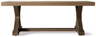 Laguna Heights Rectangular Coffee Table - Durable Porcelain Top - Planked Chevron Design - Aluminum Double Pedestal Base
