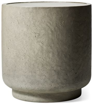 Sania Outdoor End Table - Cylindrical Silhouette - Tray-Style Top - Artful Texture