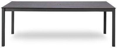 Chalfonte 83" Rectangular Dining Table - Spacious Design - Stylish Slatted Grey Top - Center Umbrella Opening - Durabond Construction - Weather Resistant Aluminum Base