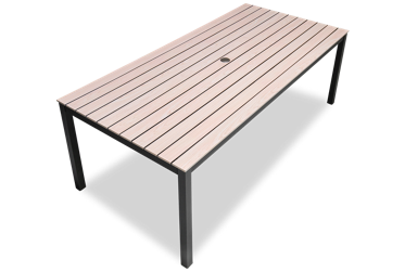 Sydney 83" Dining Table - Elegant Rectangular Design - Weather-Resistant Durabond Top - Sturdy Square Aluminum Legs - Center Umbrella Opening