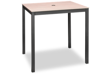 Sydney Counter Height Table - Weather-Resistant Slatted Square Top - Sturdy Aluminum Legs - Center Umbrella Opening