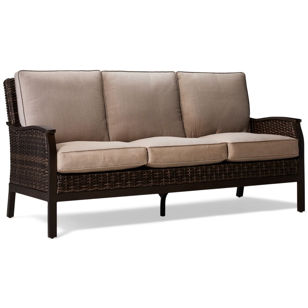 Agio International Trenton Sofa - Sturdy Powder-Coated Aluminum Frame - Elegant Woven Resin Wicker - Comfortable Cushions