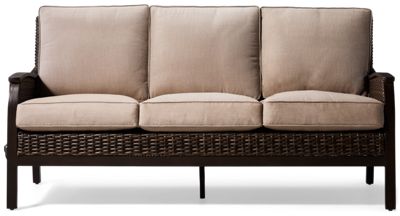Trenton Sofa - Sturdy Powder-Coated Aluminum Frame - Elegant Woven Resin Wicker - Comfortable Cushions