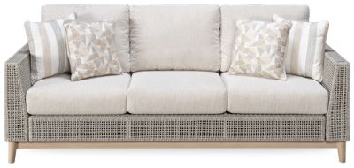 Seton Creek Sofa - Durable Aluminum Frame - Woven All-Weather Resin Wicker - High-Performance Nuvella Cushions - Includes Four Toss Pillows