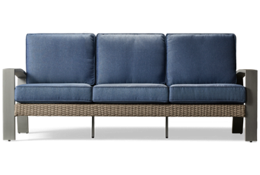 Half Moon Beach Sofa - Woven Resin Wicker - Powder-Coated Aluminum Frame - High-Performance Nuvella Cushions - Slightly Arched Track Armrests