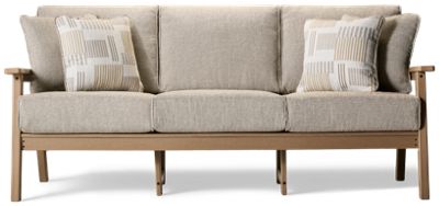Grover Beach Sofa - Chic Contemporary Design - Nuvella High-Performance Cushions - Natural Wood-Look Finish - Durable High-Density Polyethylene