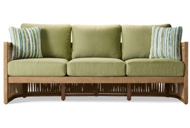 Serena Shores Sofa - Weather-Resistant Eucalyptus Frame - Chic Rope Detailing - UV-Resistant Nuvella® Cushions - 2 Toss Pillows