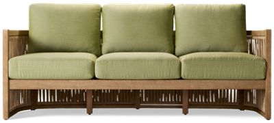 Serena Shores Sofa - Weather-Resistant Eucalyptus Frame - Chic Rope Detailing - UV-Resistant Nuvella® Cushions - 2 Toss Pillows
