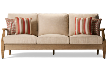 Clare View Sofa - Weather-Resistant Eucalyptus Wood - High-Performance Nuvella Fabric - 4 Coordinating Toss Pillows
