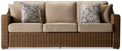 Laguna Heights Sofa - All-Weather Resin Wicker - Durable Aluminum Frame - Nuvella Performance Fabric Cushions - 4 Toss Pillows Included
