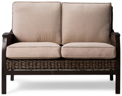 Trenton Loveseat - Sturdy Powder-Coated Aluminum Frame - Durable Woven Resin Wicker - Luxurious Performance Fabric Cushions
