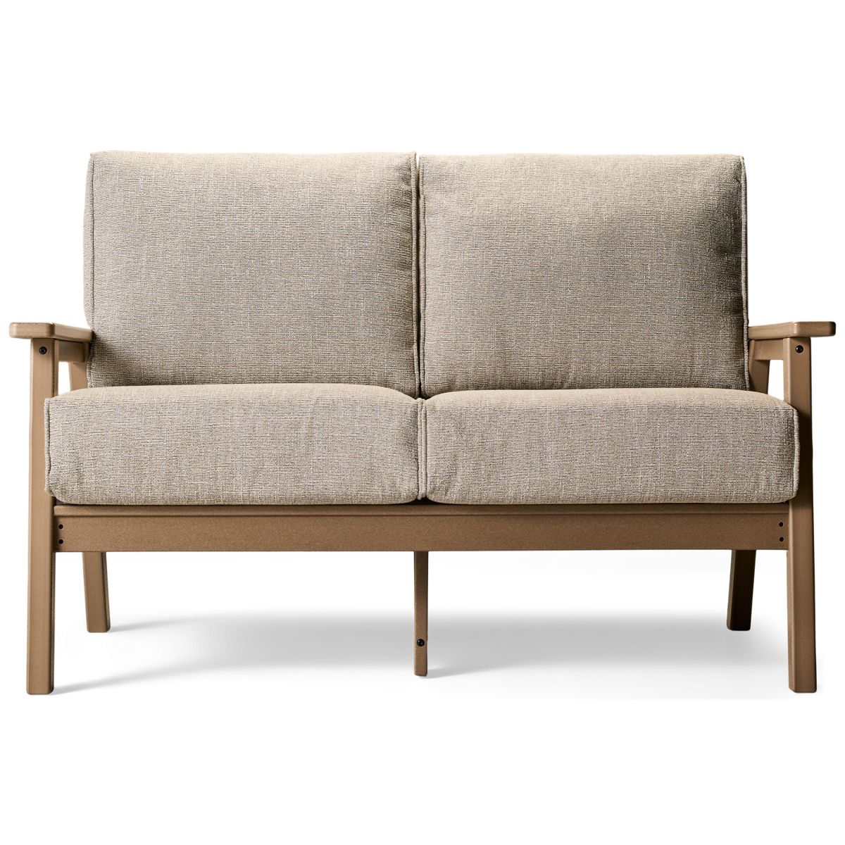 Ashley Grover Beach Loveseat - Chic Contemporary Design - Nuvella High-Performance Cushions - Natural Wood-Look Finish - Durable High-Density Polyethylene