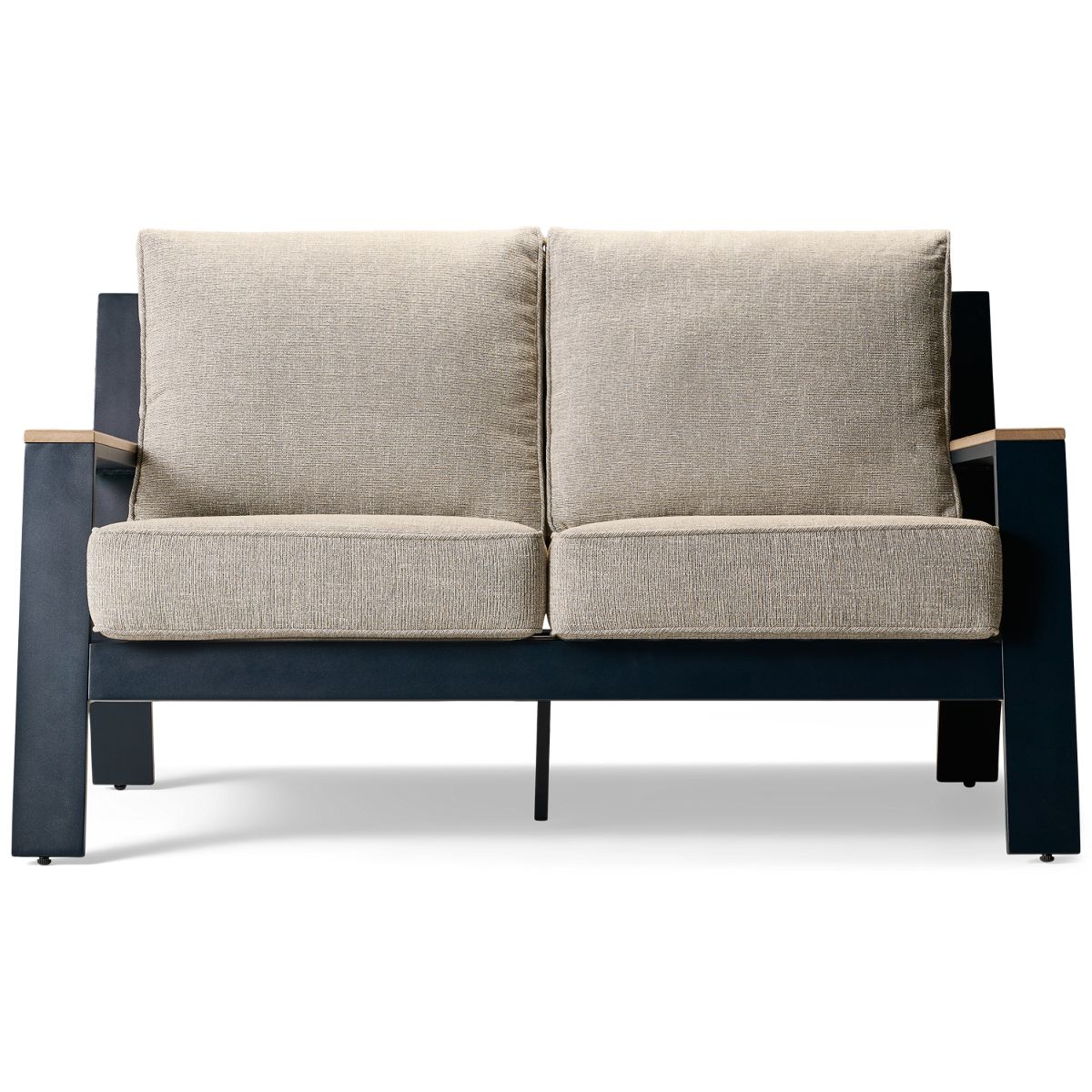 Ashley East Beach Loveseat - Ladder Back Design - Weather-Resistant High-Density Polyethylene & Aluminum - High-Performance Nuvella Cushions