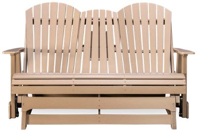 Adirondack Mountain Glider Loveseat - Gentle Gliding Motion - Built-In Cup Holders - High-Density Polyethylene - Weather-Resistant