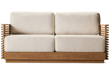 Monterey Loveseat - Weather-Resistant Design - Slatted Wood-Like Aluminum Frame - Cozy Fade-Resistant Cushions
