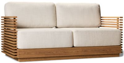 Monterey Loveseat - Weather-Resistant Design - Slatted Wood-Like Aluminum Frame - Cozy Fade-Resistant Cushions