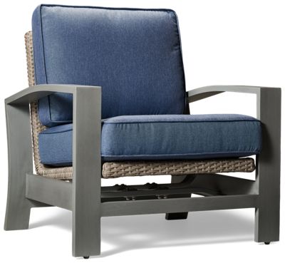 Half Moon Beach Rocking Lounge Chair - Woven Resin Wicker - Powder-Coated Aluminum Frame - High-Performance Nuvella Cushions - Gentle Rocking Motion