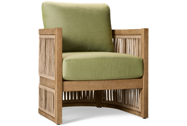 Serena Shores Lounge Chair - Weather-Resistant Eucalyptus Frame - Chic Rope Detailing - UV-Resistant Nuvella® Cushions