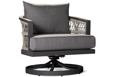 Menorca Zella Swivel Chair - Grey Powder Coated Aluminum Frame - 360-Degree Swivel Motion