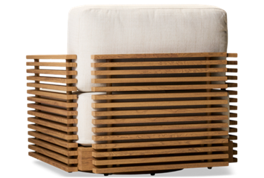 Monterey Swivel Chair - Weather-Resistant Design - Slatted Wood-Like Aluminum Frame - Cozy Fade-Resistant Cushions