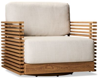 Monterey Swivel Chair - Weather-Resistant Design - Slatted Wood-Like Aluminum Frame - Cozy Fade-Resistant Cushions