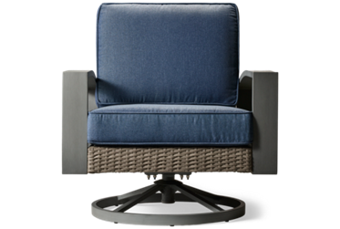 Half Moon Beach Swivel Lounge Chair - Woven Resin Wicker - Powder-Coated Aluminum Frame - High-Performance Nuvella Cushions