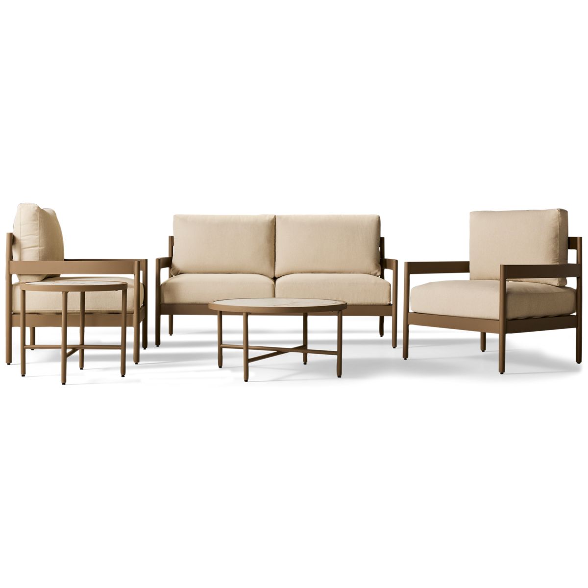 Ashley Bluff Trail 5 Piece Lounge Set - Loveseat - 2 Lounge Chairs - Nuvella Performance Fabric - Coffee Table - End Table
